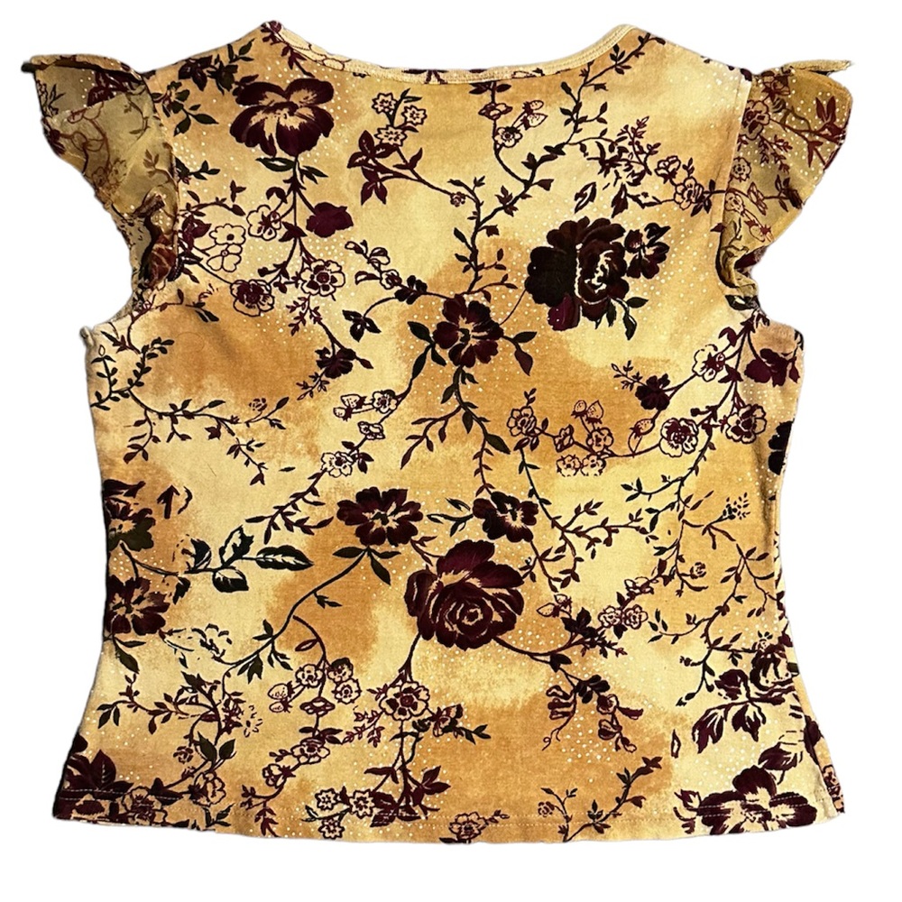 Tan/Yellow Rhimestone Floral Top - Picture 2 of 2